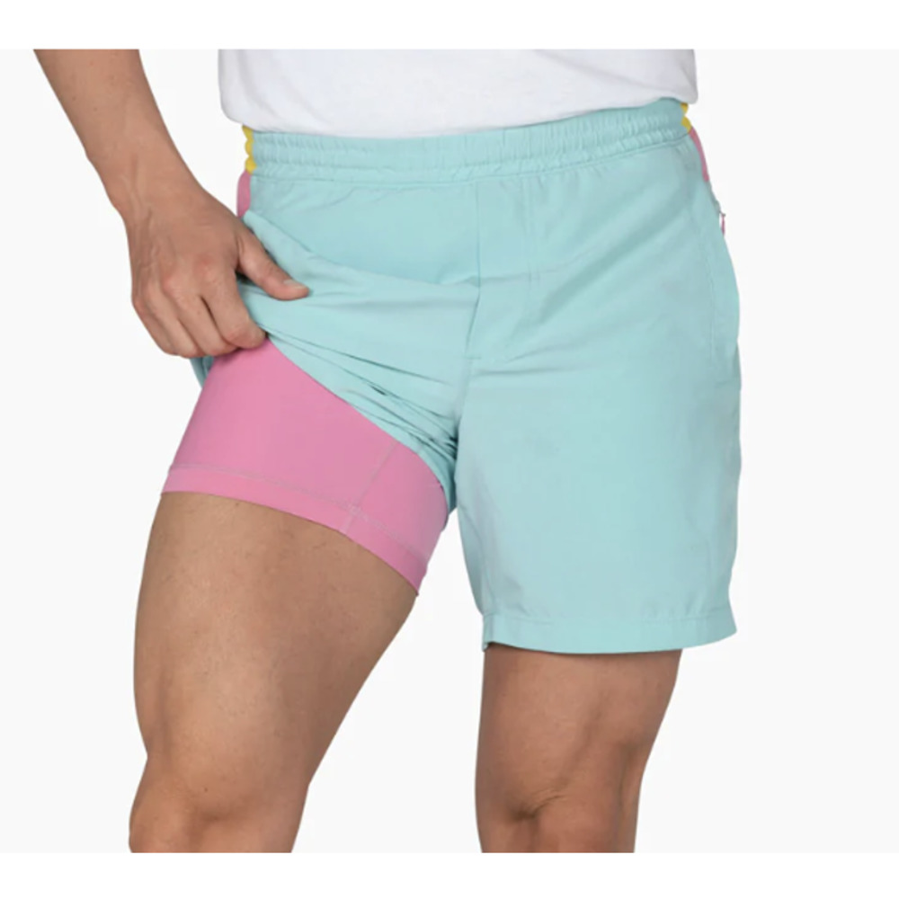Birddogs Men's Flat Front Shorts - Light Blue and Pink